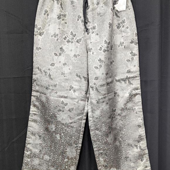 NWT! KENY! SILVER GRAY, BLACK SATIN, ASIAN STYLE DRAWSTRING PAJAMA PANTS! SZ XL - Picture 2 of 10